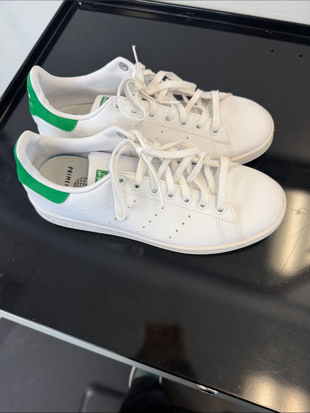 adidas White Kids Sneakers with Green Heel Tab